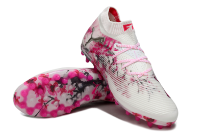 Men's Puma Future 8 Ultimate MG Multi Ground Low-Tops Football Boots - White/Pink/Silver
