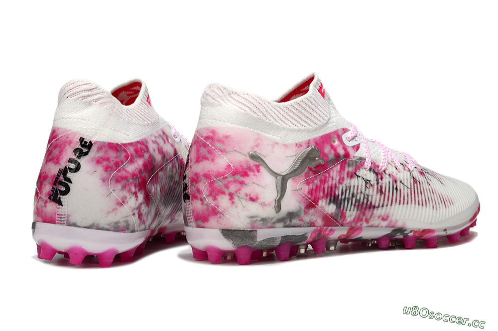 Men's Puma Future 8 Ultimate MG Multi Ground Low-Tops Football Boots - White/Pink/Silver 6