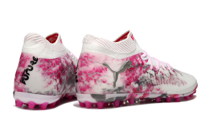 Men's Puma Future 8 Ultimate MG Multi Ground Low-Tops Football Boots - White/Pink/Silver