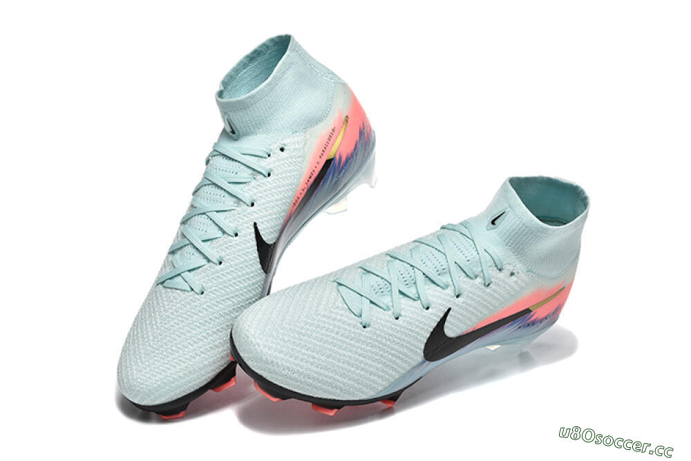 Men's Nike Air Zoom Mercurial Superfly 10 Elite FG Firm Ground High-Tops Football Boots - Jade/Black/Pink 6
