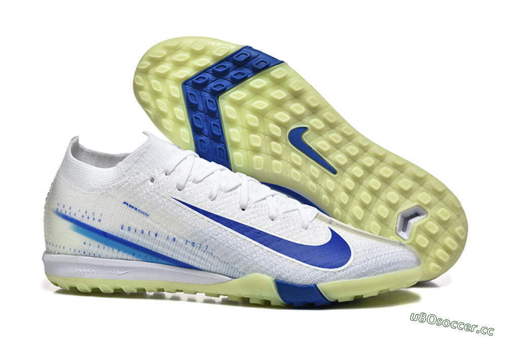 Men's Nike Air Zoom Mercurial Vapor 16 Elite TF Artificial Turf Low-Tops Football Shoes - White/Blue/Beige 2