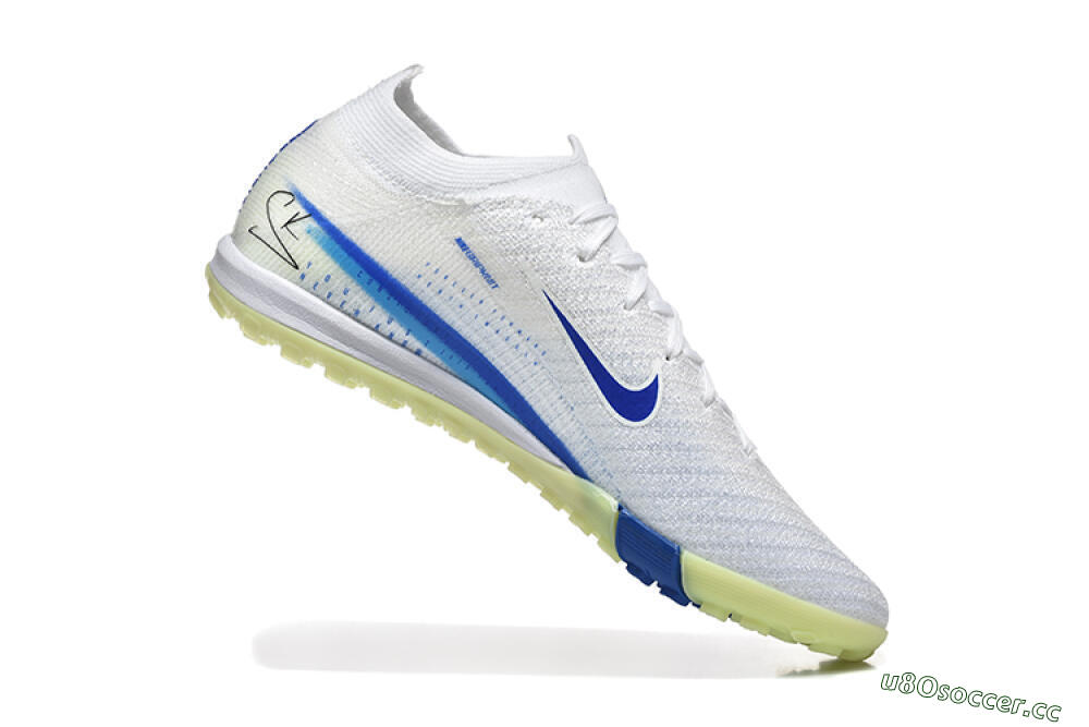 Men's Nike Air Zoom Mercurial Vapor 16 Elite TF Artificial Turf Low-Tops Football Shoes - White/Blue/Beige 7