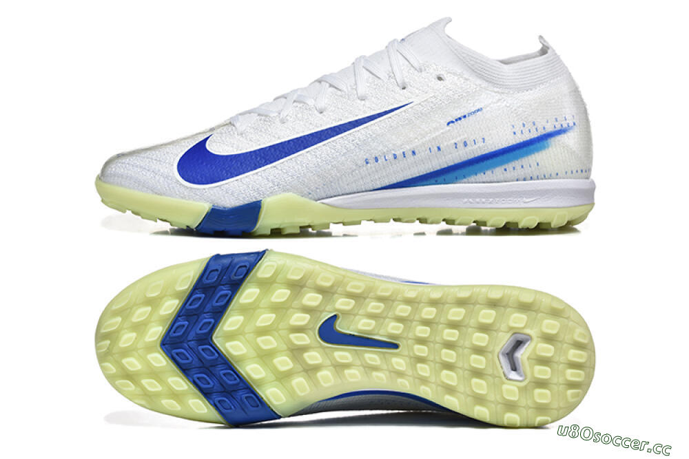 Men's Nike Air Zoom Mercurial Vapor 16 Elite TF Artificial Turf Low-Tops Football Shoes - White/Blue/Beige 1