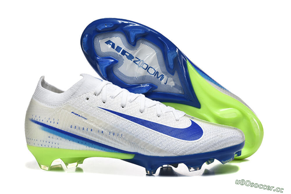 Men's Nike Air Zoom Mercurial Vapor 16 Elite FG Firm Ground Low-Tops Football Boots - White/Blue/Yellow 2