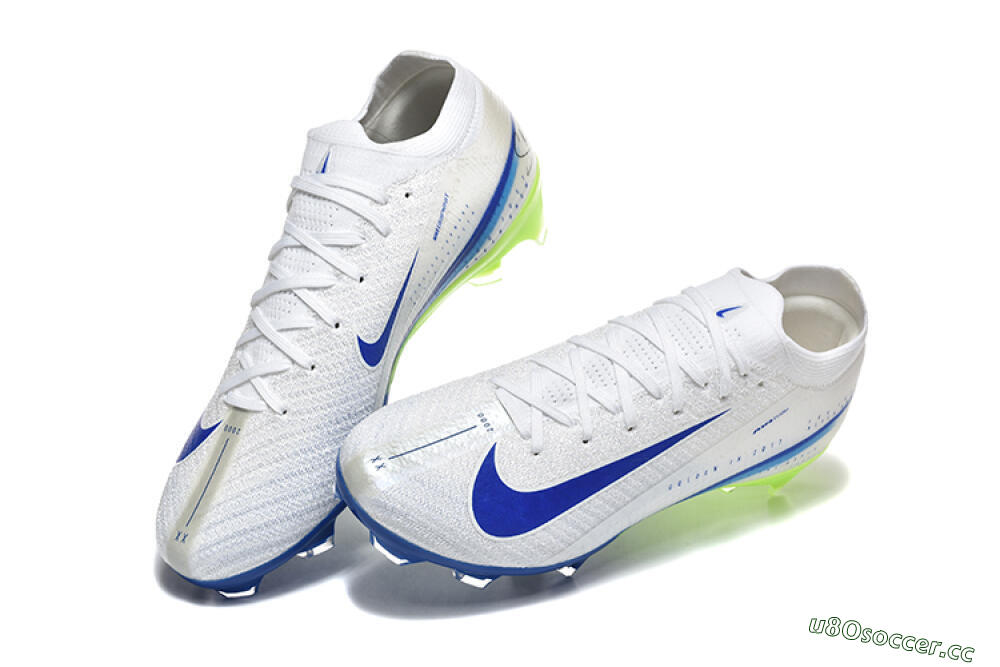 Men's Nike Air Zoom Mercurial Vapor 16 Elite FG Firm Ground Low-Tops Football Boots - White/Blue/Yellow 6