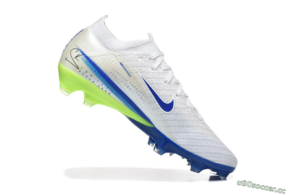 Men's Nike Air Zoom Mercurial Vapor 16 Elite FG Firm Ground Low-Tops Football Boots - White/Blue/Yellow 7