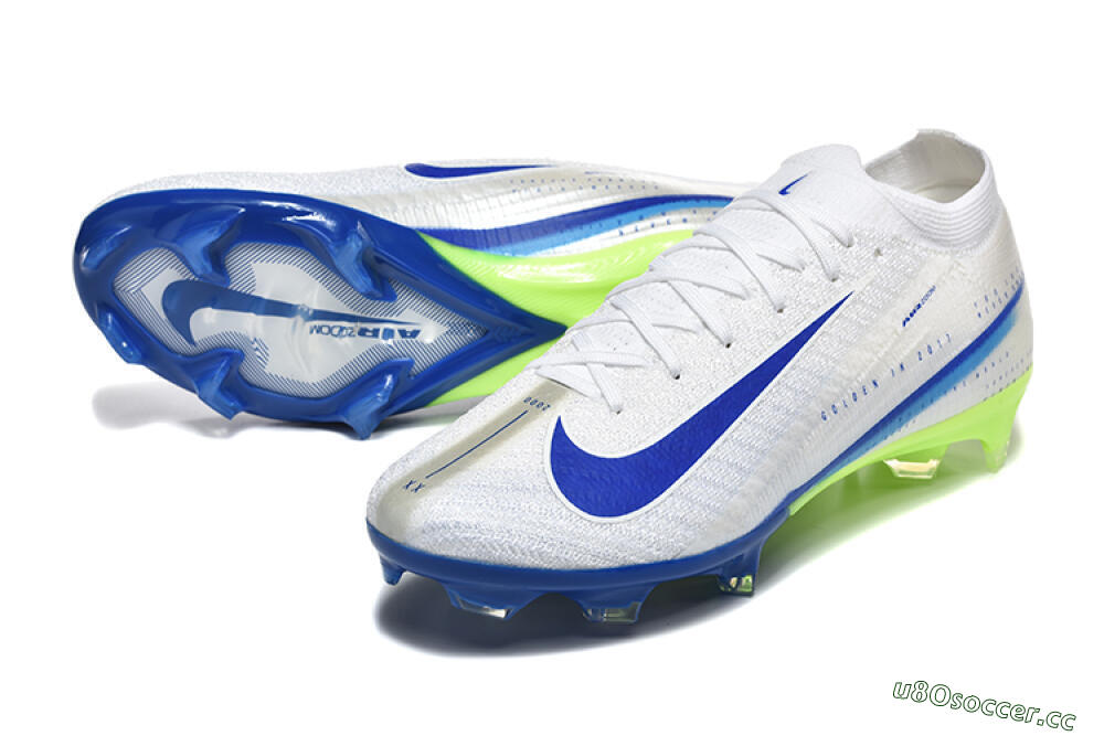 Men's Nike Air Zoom Mercurial Vapor 16 Elite FG Firm Ground Low-Tops Football Boots - White/Blue/Yellow 3