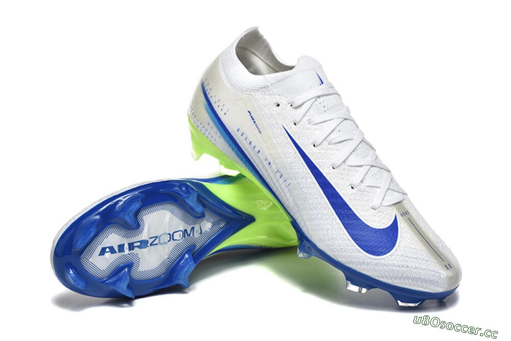 Men's Nike Air Zoom Mercurial Vapor 16 Elite FG Firm Ground Low-Tops Football Boots - White/Blue/Yellow 4