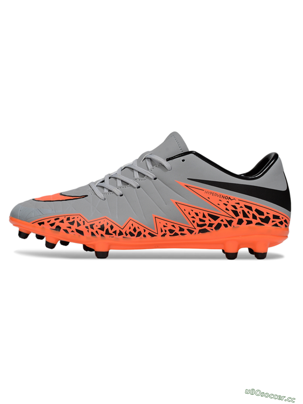 Men's Nike Hypervenom Phantom II FG Firm Ground Low-Tops Football Boots - Grey/Black/Orange 0