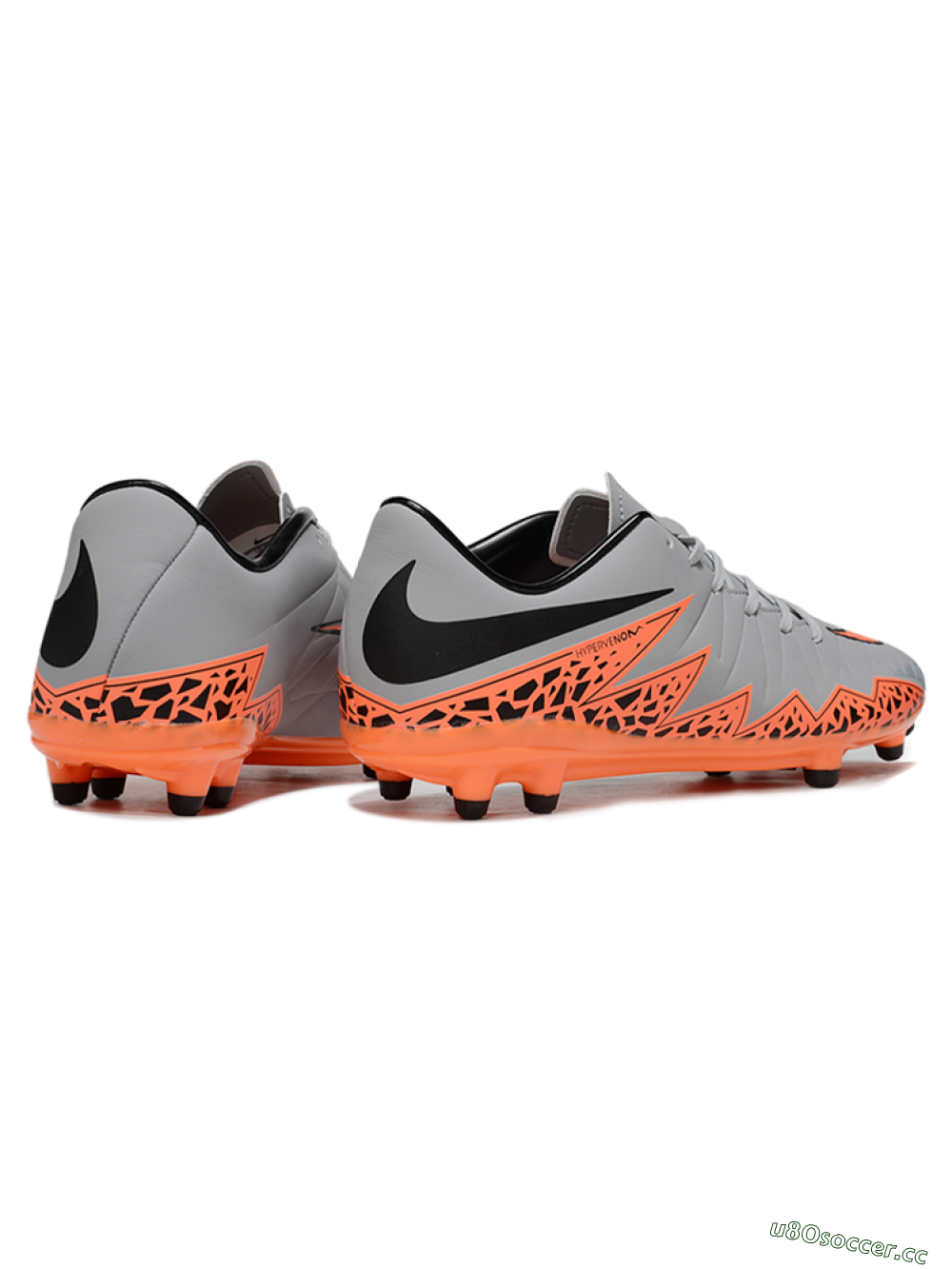 Men's Nike Hypervenom Phantom II FG Firm Ground Low-Tops Football Boots - Grey/Black/Orange 6