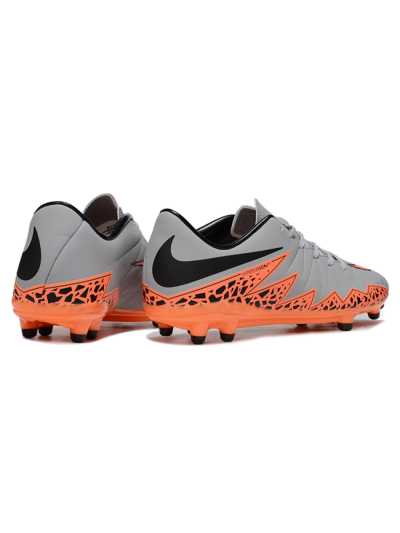 Men's Nike Hypervenom Phantom II FG Firm Ground Low-Tops Football Boots - Grey/Black/Orange