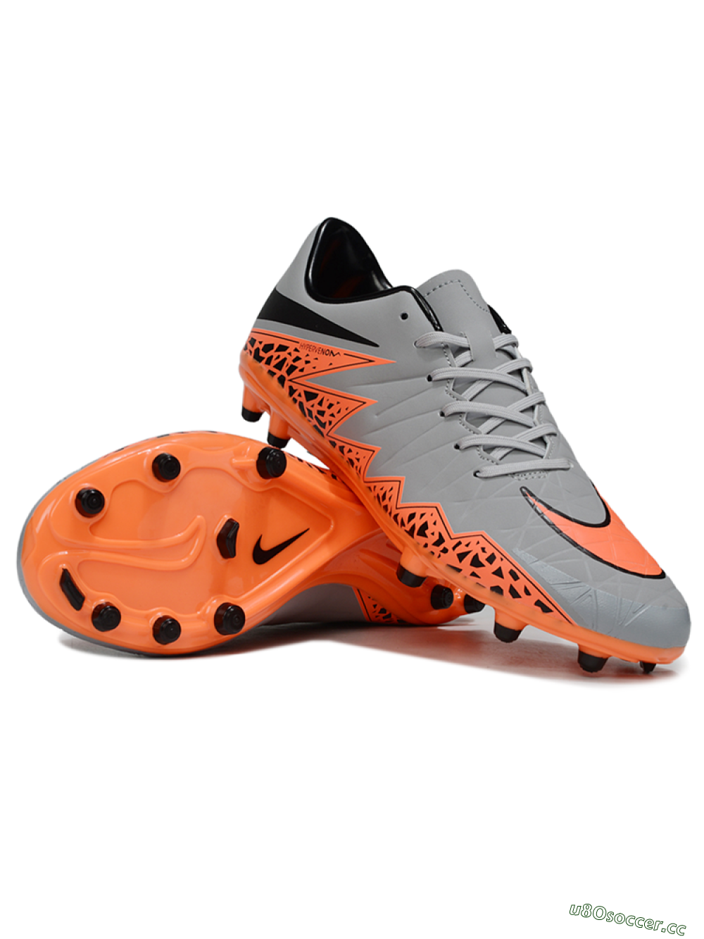 Men's Nike Hypervenom Phantom II FG Firm Ground Low-Tops Football Boots - Grey/Black/Orange 3
