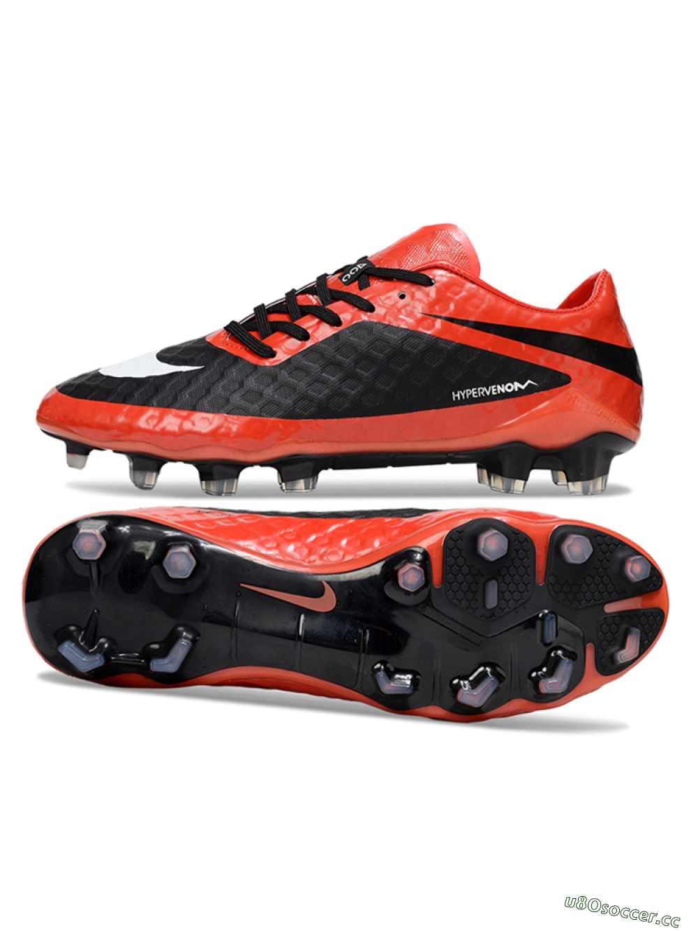Men's Nike Hypervenom Phantom I FG Firm Ground Low-Tops Football Boots - Red/Black/White 1