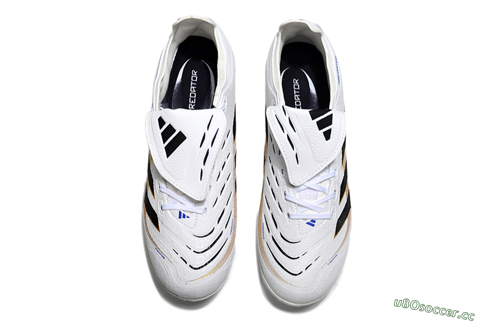 Unisex Adidas Predator 25 Elite Foldover Tongue TF Artificial Turf Low-Tops Football Shoes - White/Black/Gold 4