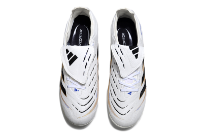 Unisex Adidas Predator 25 Elite Foldover Tongue TF Artificial Turf Low-Tops Football Shoes - White/Black/Gold