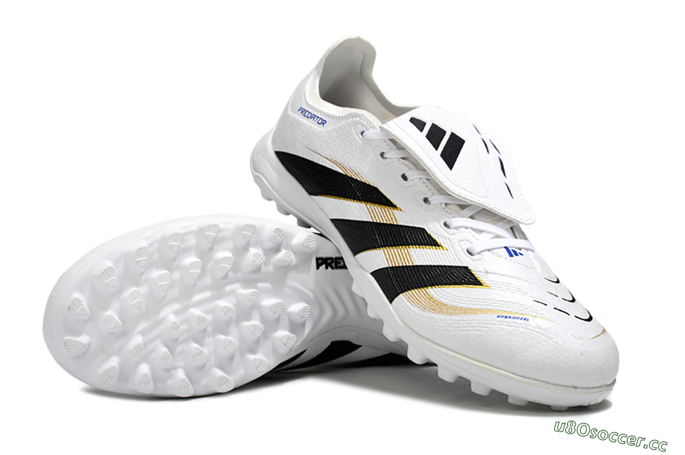 Unisex Adidas Predator 25 Elite Foldover Tongue TF Artificial Turf Low-Tops Football Shoes - White/Black/Gold 3