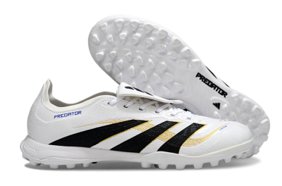 Unisex Adidas Predator 25 Elite Foldover Tongue TF Artificial Turf Low-Tops Football Shoes - White/Black/Gold