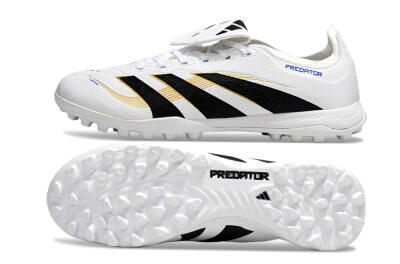 Unisex Adidas Predator 25 Elite Foldover Tongue TF Artificial Turf Low-Tops Football Shoes - White/Black/Gold