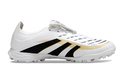 Unisex Adidas Predator 25 Elite Foldover Tongue TF Artificial Turf Low-Tops Football Shoes - White/Black/Gold