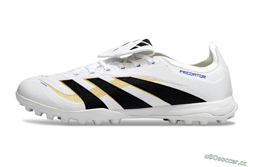 Unisex Adidas Predator 25 Elite Foldover Tongue TF Artificial Turf Low-Tops Football Shoes - White/Black/Gold 0