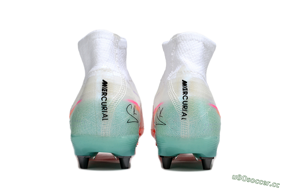 Men's Nike Air Zoom Mercurial Superfly 10 Elite SG Soft Ground High-Tops Football Boots - White/Jade/Pink 4