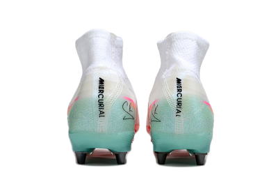Men's Nike Air Zoom Mercurial Superfly 10 Elite SG Soft Ground High-Tops Football Boots - White/Jade/Pink