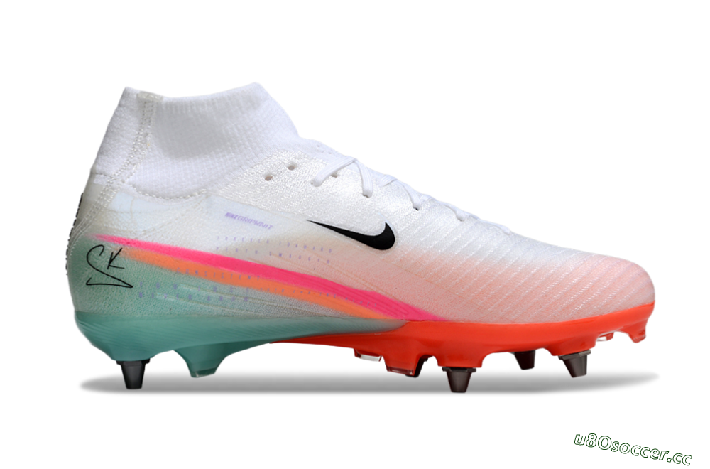 Men's Nike Air Zoom Mercurial Superfly 10 Elite SG Soft Ground High-Tops Football Boots - White/Jade/Pink 6