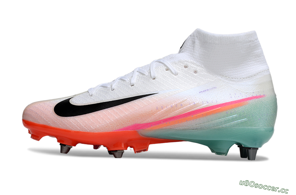 Men's Nike Air Zoom Mercurial Superfly 10 Elite SG Soft Ground High-Tops Football Boots - White/Jade/Pink 0