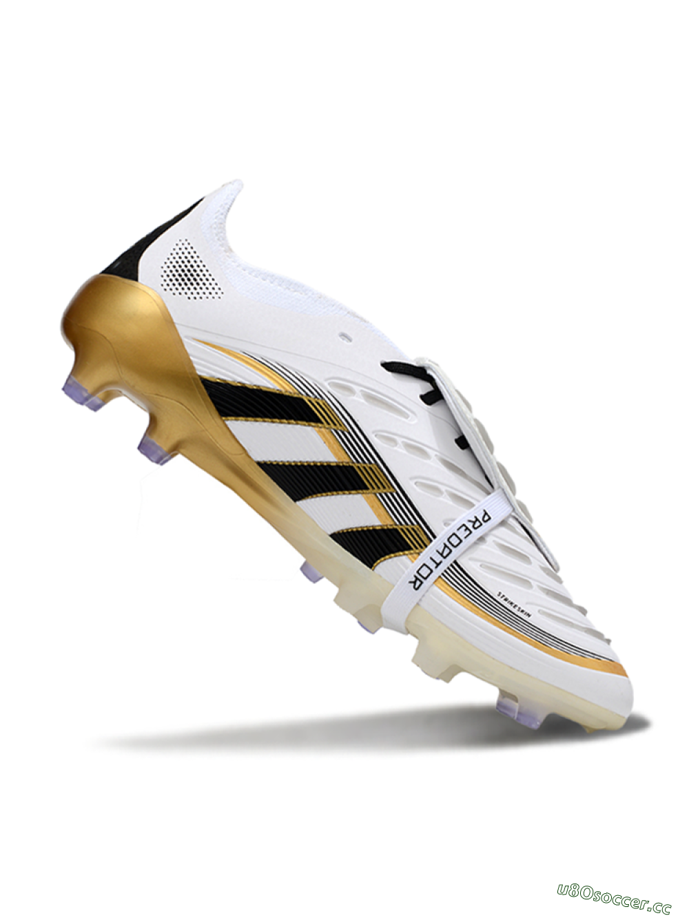 Men's Adidas Predator 25 Elite Foldover Tongue FG Firm Ground Low-Tops Football Boots - White/Black/Gold 3