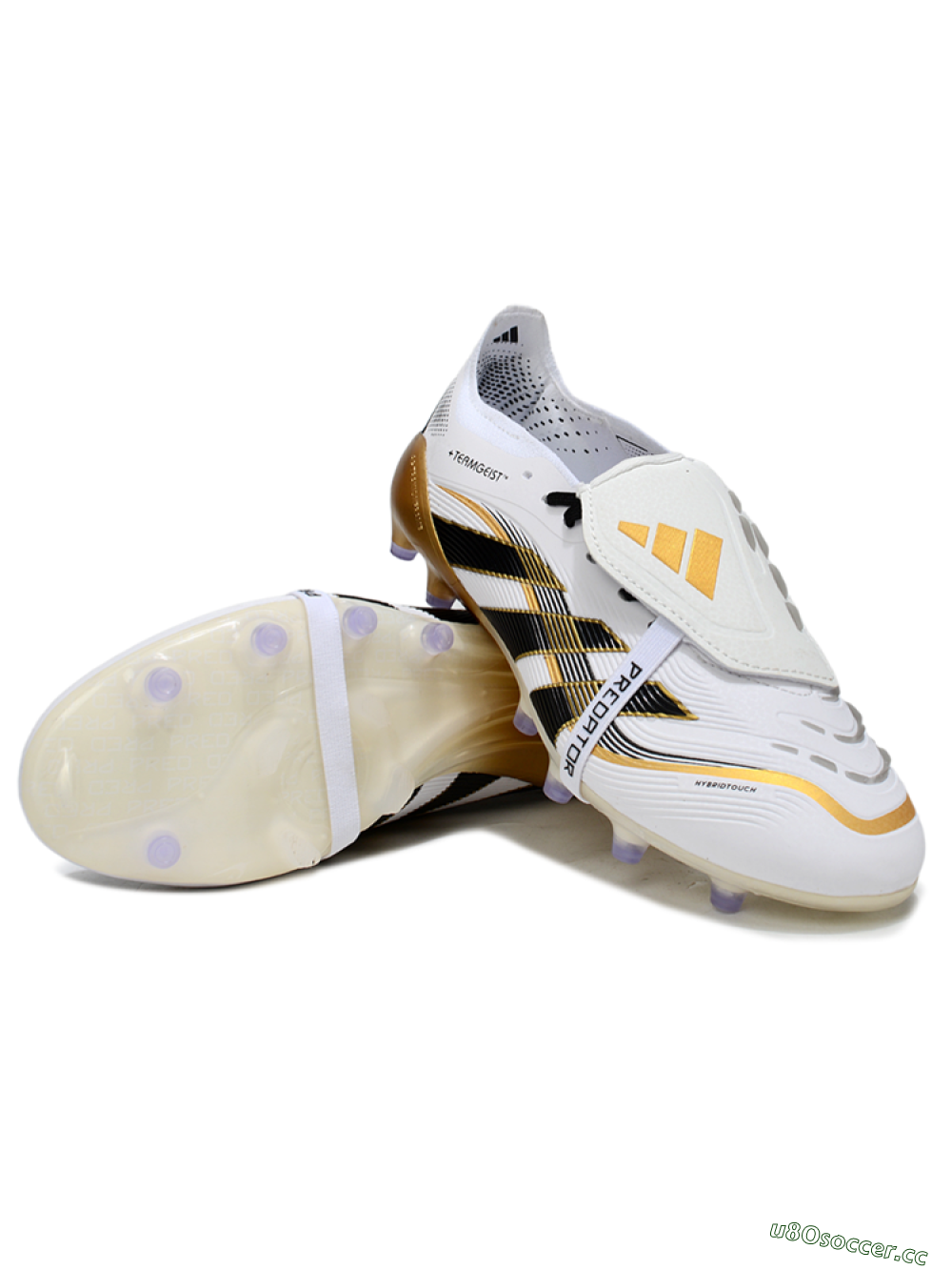 Men's Adidas Predator 25 Elite Foldover Tongue FG Firm Ground Low-Tops Football Boots - White/Black/Gold 0