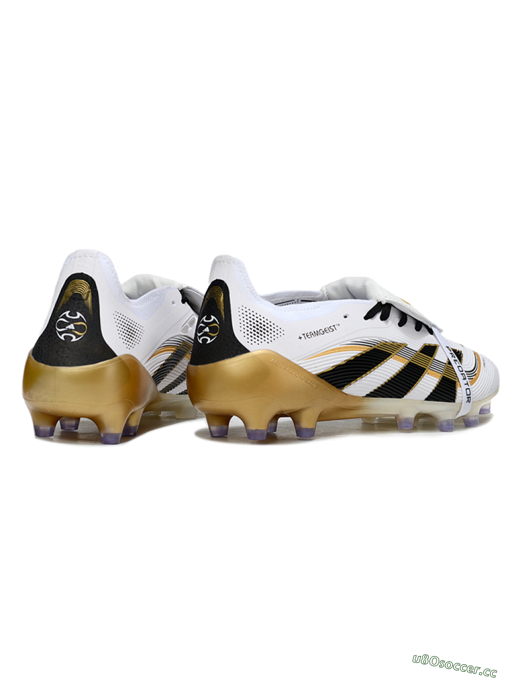 Men's Adidas Predator 25 Elite Foldover Tongue FG Firm Ground Low-Tops Football Boots - White/Black/Gold 5