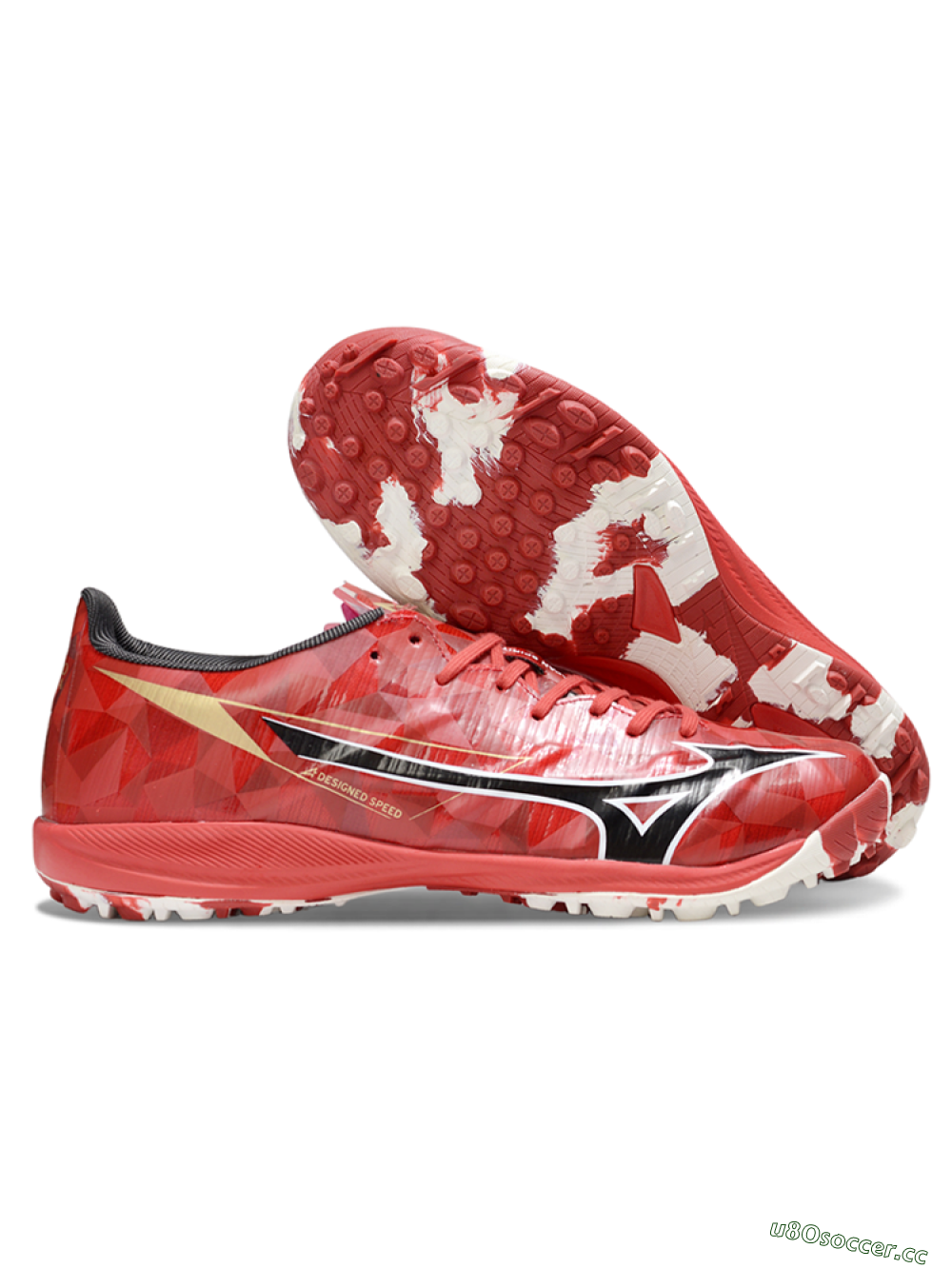 Men's Mizuno Morelia Alpha Beta TF Artificial Turf Low-Tops Football Shoes - Red/Black/White 2