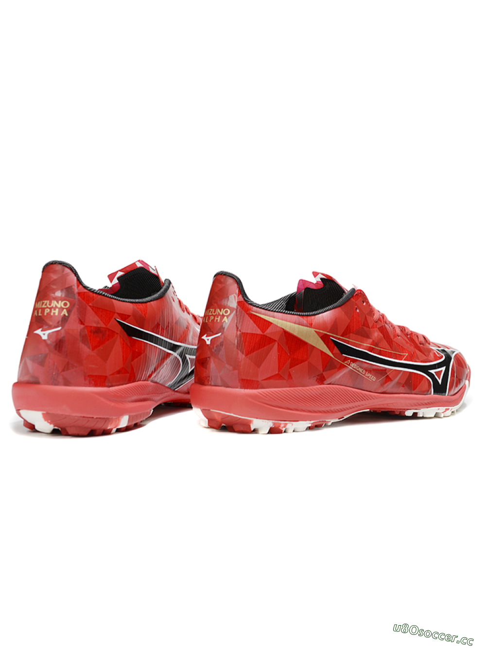 Men's Mizuno Morelia Alpha Beta TF Artificial Turf Low-Tops Football Shoes - Red/Black/White 6