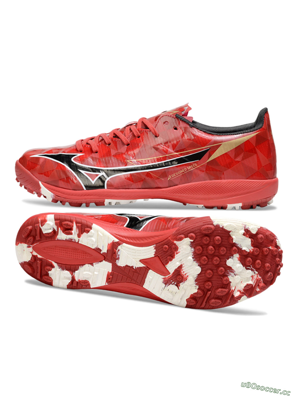 Men's Mizuno Morelia Alpha Beta TF Artificial Turf Low-Tops Football Shoes - Red/Black/White 1