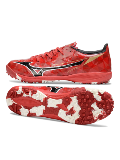 Men's Mizuno Morelia Alpha Beta TF Artificial Turf Low-Tops Football Shoes - Red/Black/White
