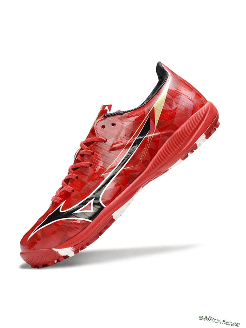 Men's Mizuno Morelia Alpha Beta TF Artificial Turf Low-Tops Football Shoes - Red/Black/White 5