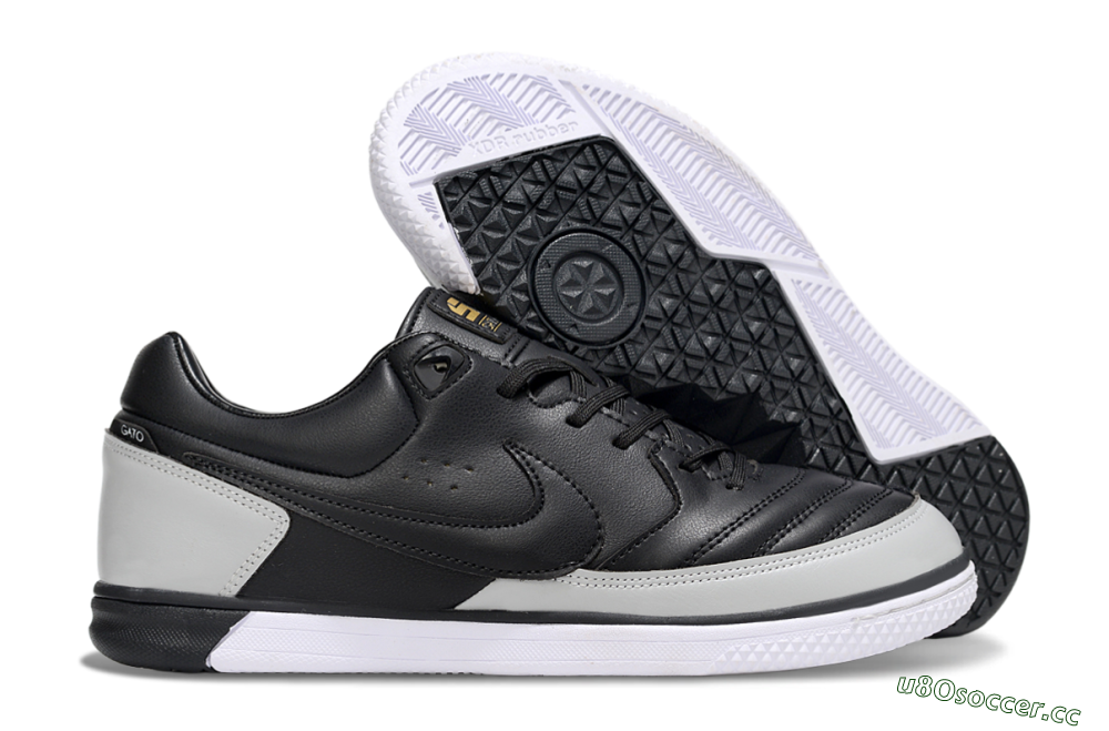 Men's Nike Lunar Gato 2 IC Indoor & Futsal Low-Tops Football Shoes - Black/Grey/White 2