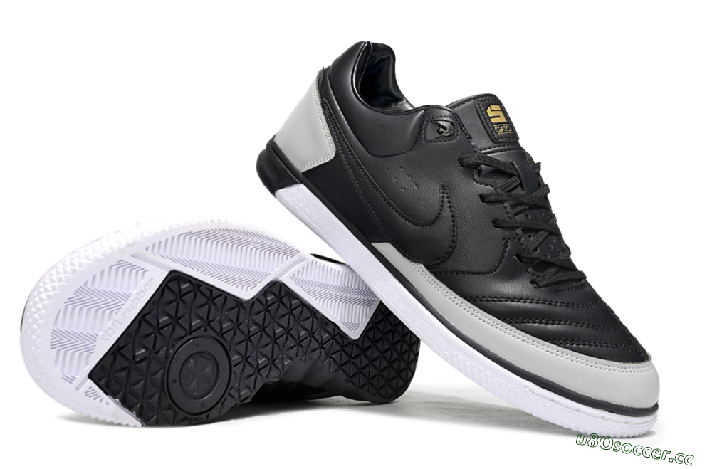 Men's Nike Lunar Gato 2 IC Indoor & Futsal Low-Tops Football Shoes - Black/Grey/White 1