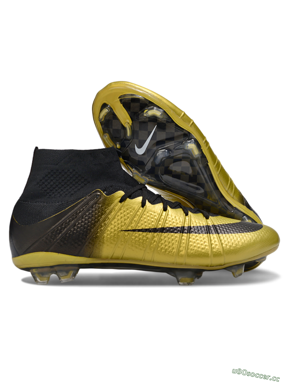 Men's Nike Zoom Mercurial Superfly 4 Elite FG Firm Ground High-Tops Football Boots - Gold/Black/White 2