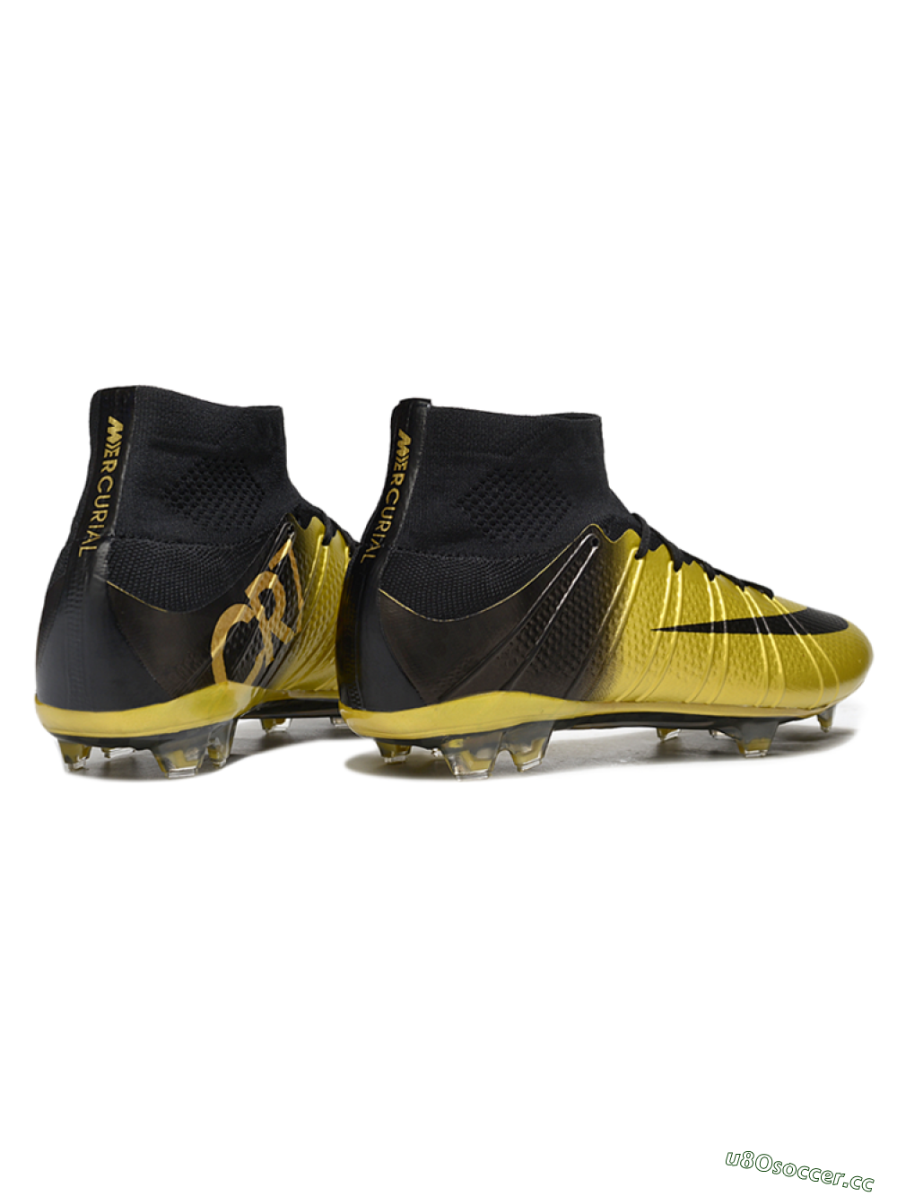 Men's Nike Zoom Mercurial Superfly 4 Elite FG Firm Ground High-Tops Football Boots - Gold/Black/White 6