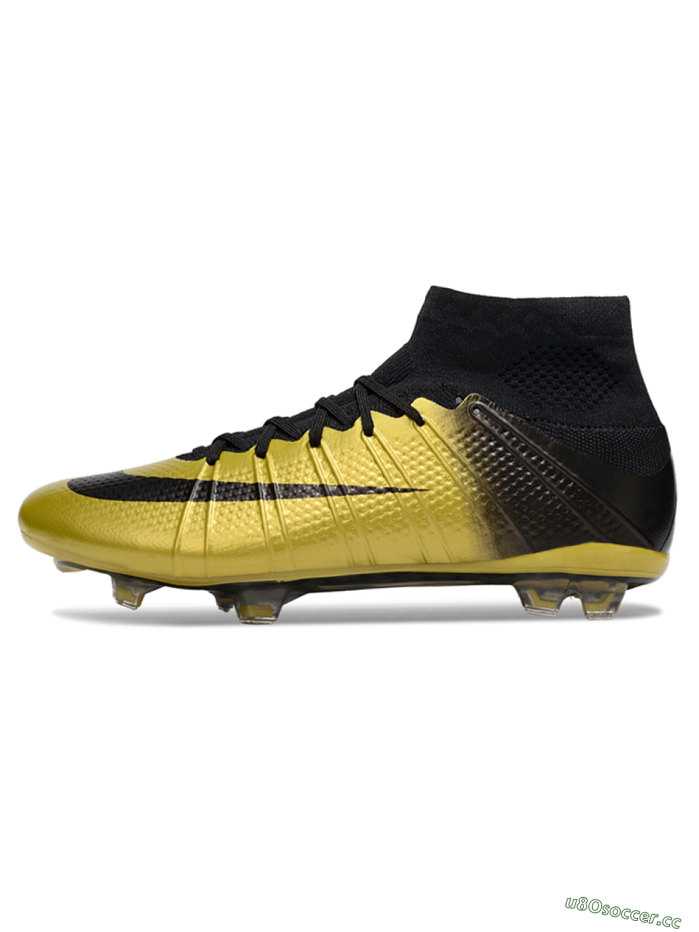 Men's Nike Zoom Mercurial Superfly 4 Elite FG Firm Ground High-Tops Football Boots - Gold/Black/White 0