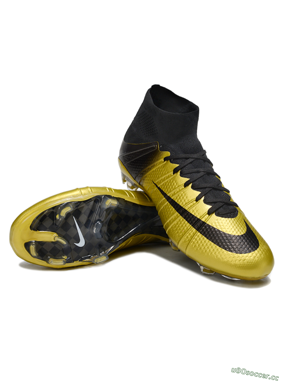 Men's Nike Zoom Mercurial Superfly 4 Elite FG Firm Ground High-Tops Football Boots - Gold/Black/White 3
