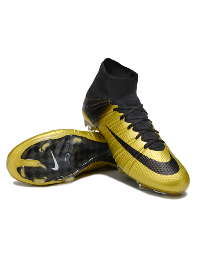 Men's Nike Zoom Mercurial Superfly 4 Elite FG Firm Ground High-Tops Football Boots - Gold/Black/White