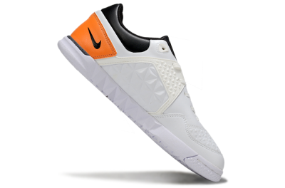 Men's Nike Lunar Gato 2 IC Indoor & Futsal Low-Tops Football Shoes - White/Silver/Black