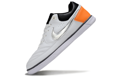 Men's Nike Lunar Gato 2 IC Indoor & Futsal Low-Tops Football Shoes - White/Silver/Black