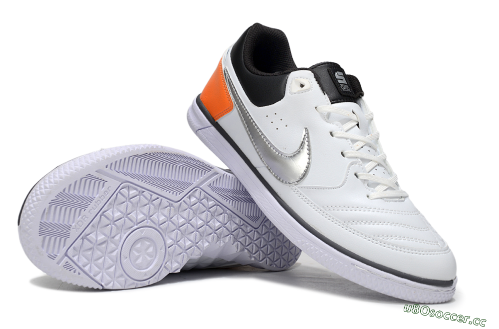Men's Nike Lunar Gato 2 IC Indoor & Futsal Low-Tops Football Shoes - White/Silver/Black 1