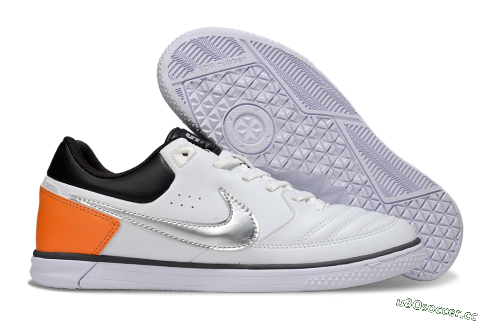 Men's Nike Lunar Gato 2 IC Indoor & Futsal Low-Tops Football Shoes - White/Silver/Black 2