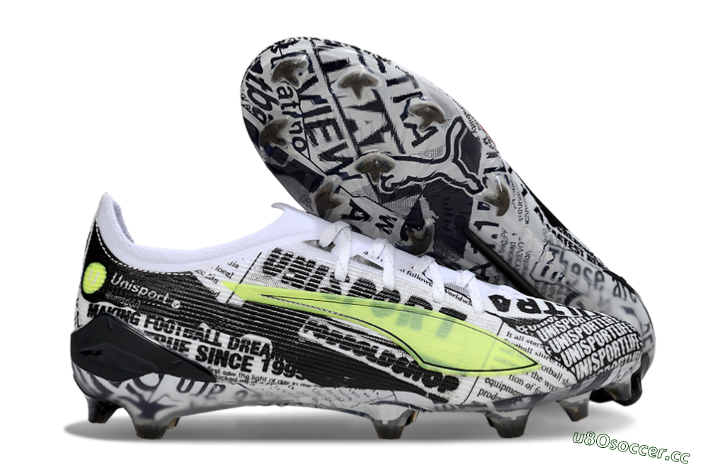 Men's Puma Ultra Ultimate FG Firm Ground Low-Tops Football Boots - Black/White/Red 2