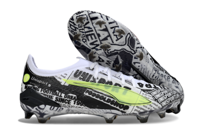 Men's Puma Ultra Ultimate FG Firm Ground Low-Tops Football Boots - Black/White/Red