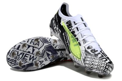 Men's Puma Ultra Ultimate FG Firm Ground Low-Tops Football Boots - Black/White/Red